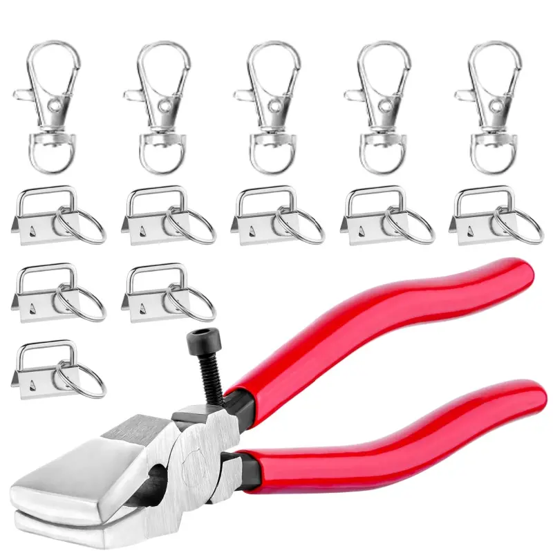 Key Fob Hardware Set,100PCS Lanyard Key Fob Hardware 1 Inch with Key Fob Pliers Tool  Metal Swivel Lanyard Snap Hook for Keychain and Wristlet Clamp Hardware Supplies