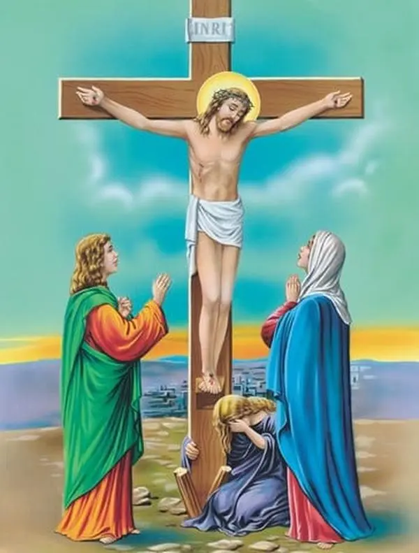Jesus on the Cross Crucifixion Flag Garden Size
