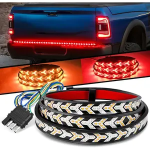 Truck Tailgate Light Strip 60Inch Arrow 540 LED with Red Running Brake Lights Amber Turn Signals Strobe Lights Super Bright Dual-Color Flexible LED Light Bar Kit for Pickup Trucks Trailers Cars SUV RV VAN led  car  ambient  light