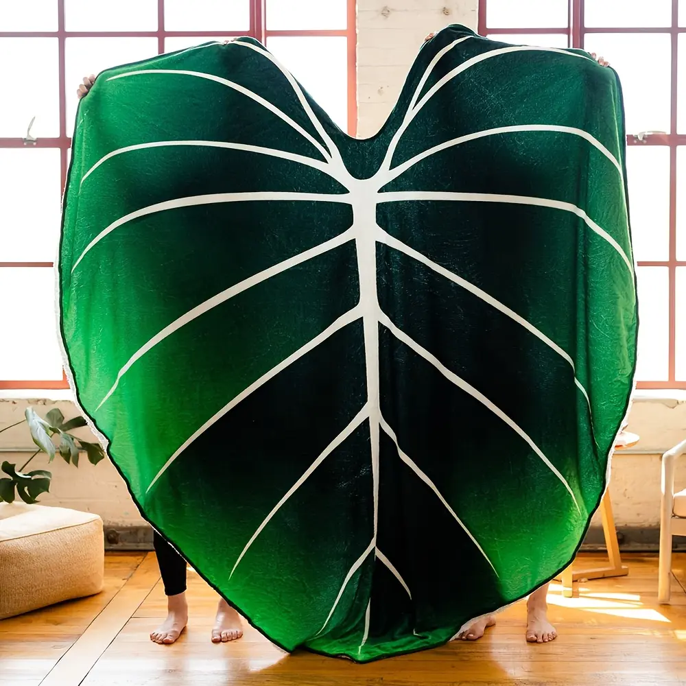 Ultra-Soft Tropical Leaf Flannel Blanket, Multi-Purpose, Perfect for Sofa Bed Office Travel, Winter Warmth, Cozy Throw Blanket, Blankets For Sofa