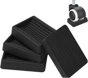 Furniture Wheels Caster Cups, Non-Slip Rubber Bed Frame Stopper Floor Protector for Any Furniture with Wheels - 4 Pack (Black) Jayen