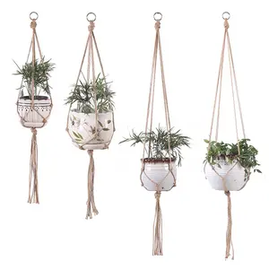 Aesthetic woven plant hanging basket cotton rope sling basket, Indoor plants, Fake hanging plant, Clean girl, Home decor,