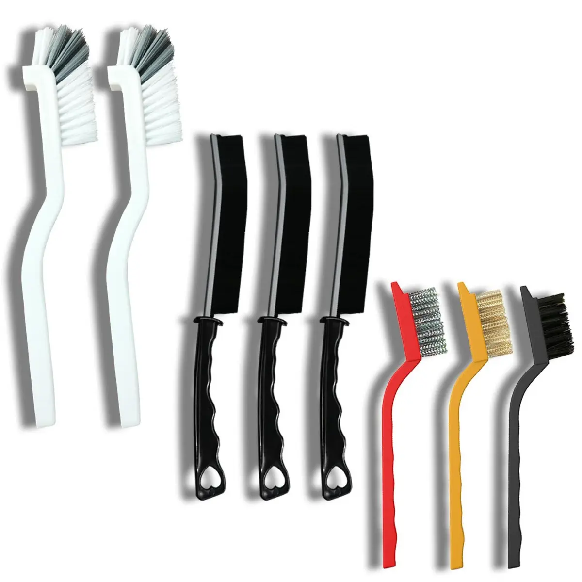 Hard Bristle Home Crevice Cleaning Brush Set (Plastic Handle) - 5 Pcs/8 Pcs Cleaning Supplies for Kitchen, Bathroom, Sink