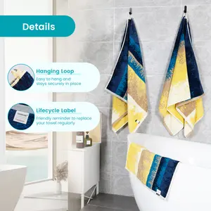 4 Pack Multicolor Pattern Cotton Hand Towels &Tea Towel – Soft, Super Absorbent & Lightweight , with Hanging Loop for Bathroom(27"x16"), Gift Packing