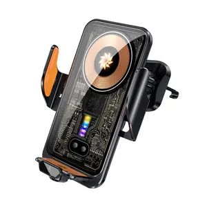 15W Wireless Car Charger with Auto-Clamping Phone Holder - Qi Enabled Car Mount for iPhone 17/16/15/14/13, Samsung S24/S23 (Dashboard/Windshield/Vent Mount)