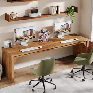 78.7 Inches Extra Long Wooden Computer Desk, 2 Person Large Writing Table, Spacious Dual Workstation for Home Office, Study & Work, Sturdy Wooden Desk for Shared Workspace