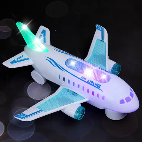 DGFROY Interactive Electric Airplane Kids Toy - LED Lights, Sound Effects, Battery-Operated Safe Plastic, Developmental Learning Play, 3-4 Years Gifts, White, for Aviation Lovers & Playful Aeroplanes Enthusiasts