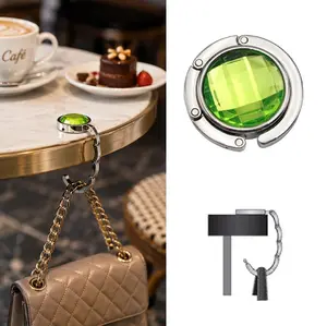 Crystal Foldable Purse Hook for Table – Portable Anti-Slip Handbag Hanger & Desk Bag Holder