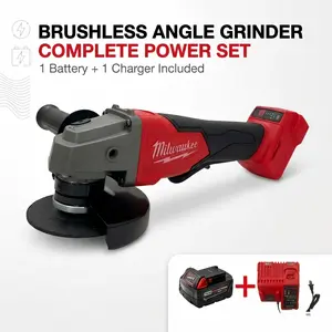 Milwaukee M18 125mm Cordless Angle Grinder for Metal Cutting, Grinding & Polishing - Tool Only or Kit, Lightweight 33cm Body, Anti-Vibration Handle, Tool-Free Guard, One-Hand Ergonomic Grip