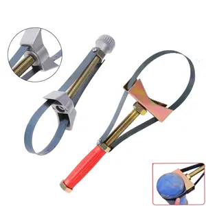 Adjustable Filter Wrench Set, Car Oil Filter Tool Kit, Steel Belt Wrench for Filters & Pipes, Rubber Can Opener, Bottle Opener, Automotive Maintenance Tools