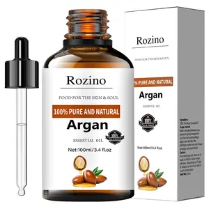 Rozino 100ml Argan Oil Serum - 100% Natural Cold-Pressed Essential Oil for Deep Nourishment & Repair - Multi-Purpose Care for Face Hair & Body - Amber Light-Protective Bottle with Precision Dropper Facial Body Care Body Care Daily Dropper  Moisturizing