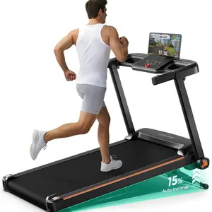 Treadmill with 0-15% Auto Incline, 3.5HP Quiet Brushless Foldable Treadmills
