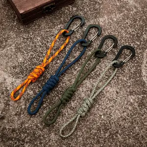 Mulitifunctional Carabiner Keychain Handmade Braided Water Bottle Lanyard Outdoor Emergency Paracord Cord Key Holder Gift