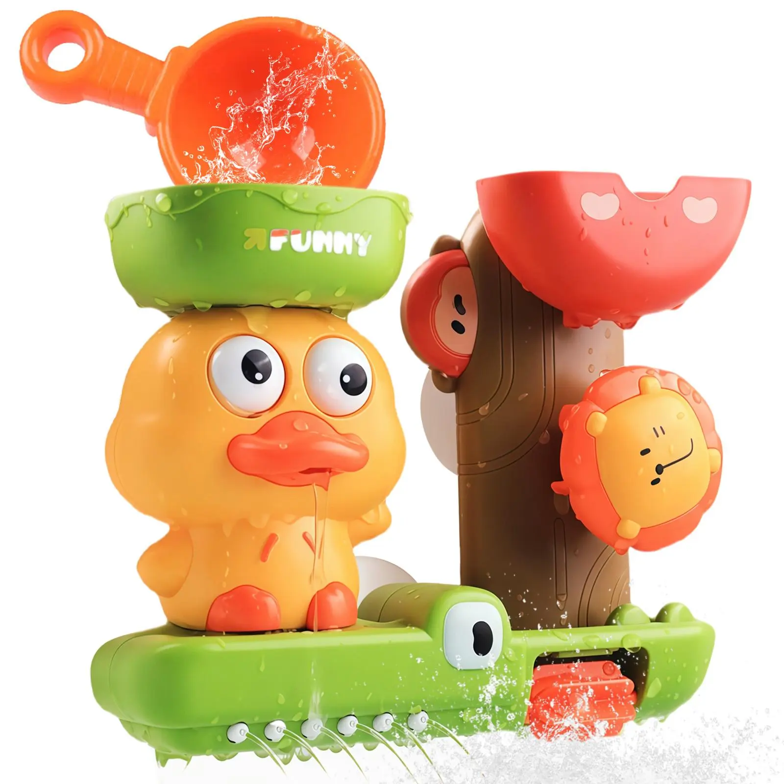 Baby bath toys, bath toys suitable for children over 18 months | Fun bath toys with rotatable water wheel and strong suction cups in the bathroom are suitable for boys and girls.
