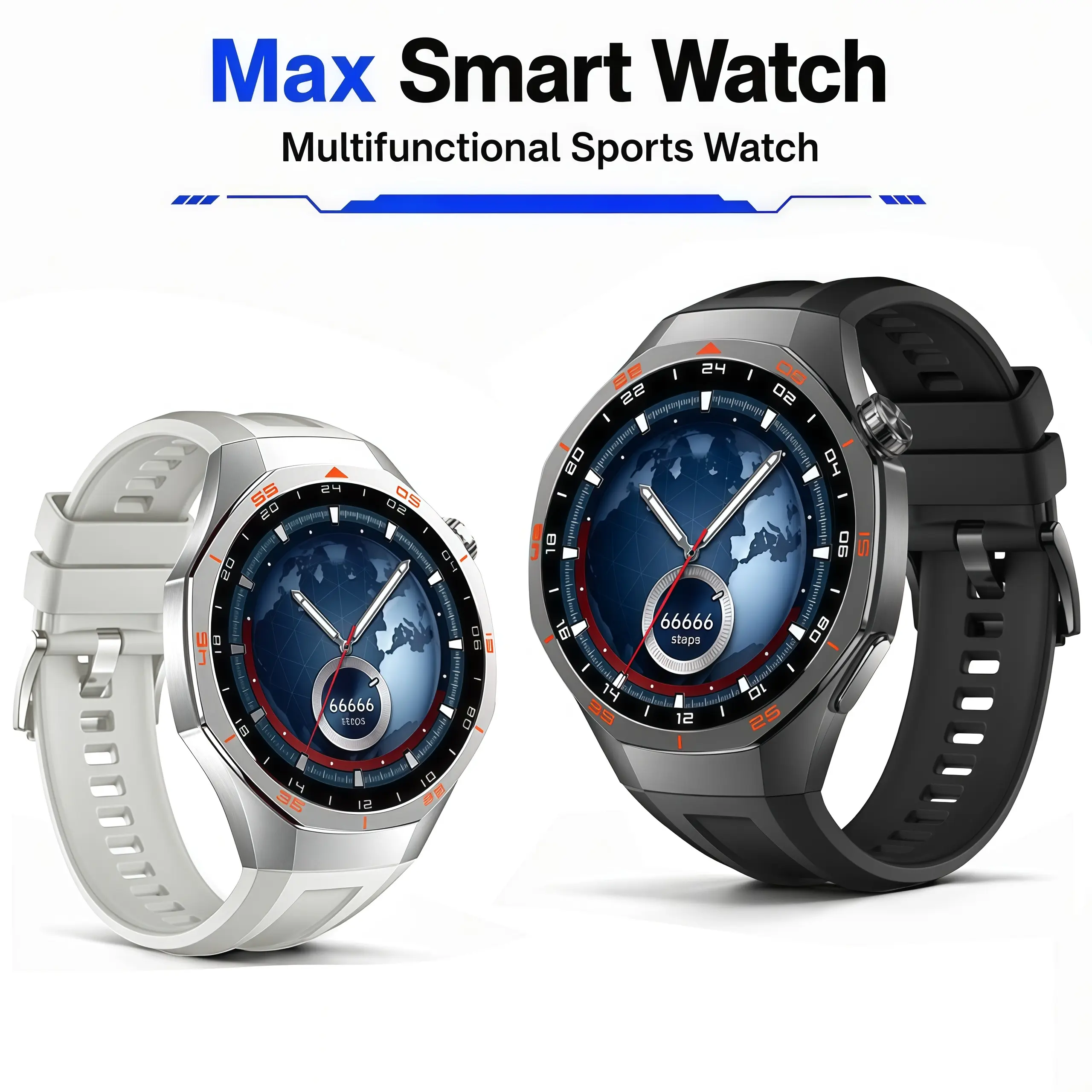 Max Premium Round Smart Watch with Large Dial & Long Lasting Battery - Make Calls Play Music 30+ Sports Modes Health Tracking for Fitness Enthusiasts Busy Professionals Daily Wear Wearable Smartphone. Monitor Wristwatch