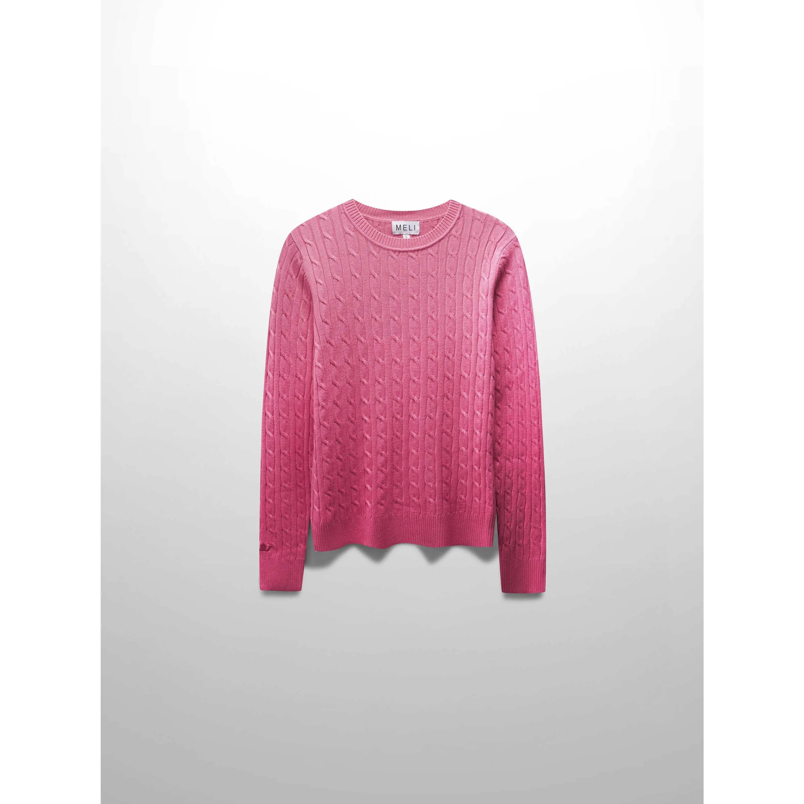 Knit Cable Sweater-Rose Pink