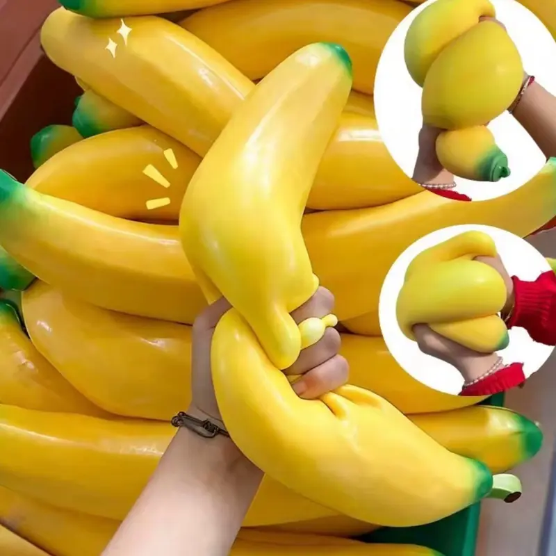 Giant Banana Squishy Toy Fake Banana Squeeze Toy Squishy Fidget Toy Slow Rising Desk Accessory for Adults Gifts