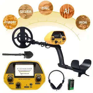 Metal Detector for Adults and Kids, 33"-42" Adjustable Stem with 8" Waterproof Coil, Bounty Hunter Gold Digger Metal Detector with High Accuracy Adjustable Pointer Display Power Portable Yellow