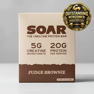 Soar Creatine Protein Bar - Fudge Brownie Flavor | 5g Creatine, 20g Protein, 1g Sugar | 3rd Party Tested