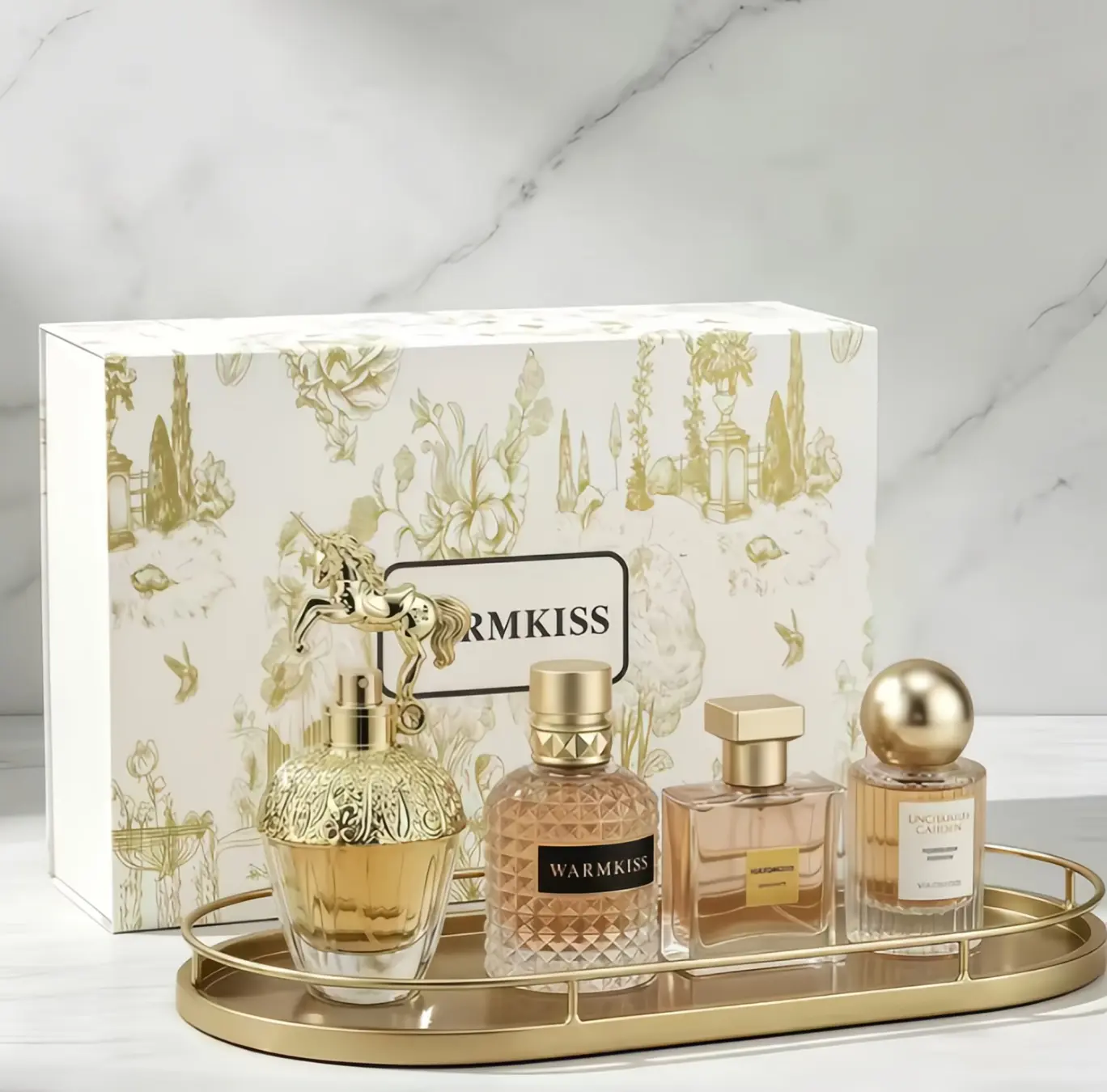 Women's Warmkiss 4-Piece Luxury Multi-Pack Fragrance Gift Set - 50ml + 30ml*2 + 25ml, Floral Fresh Woody Notes, Long-Lasting Mini Perfumes, Ideal for Birthday & Anniversary