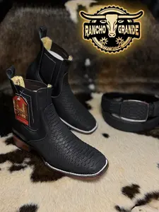 Botines Negros con diseno Incrieble para Hombre Estilo Rodeo Punta Cuadrada / Chelsea Boots Ankle Square Toe Black with Incredible design