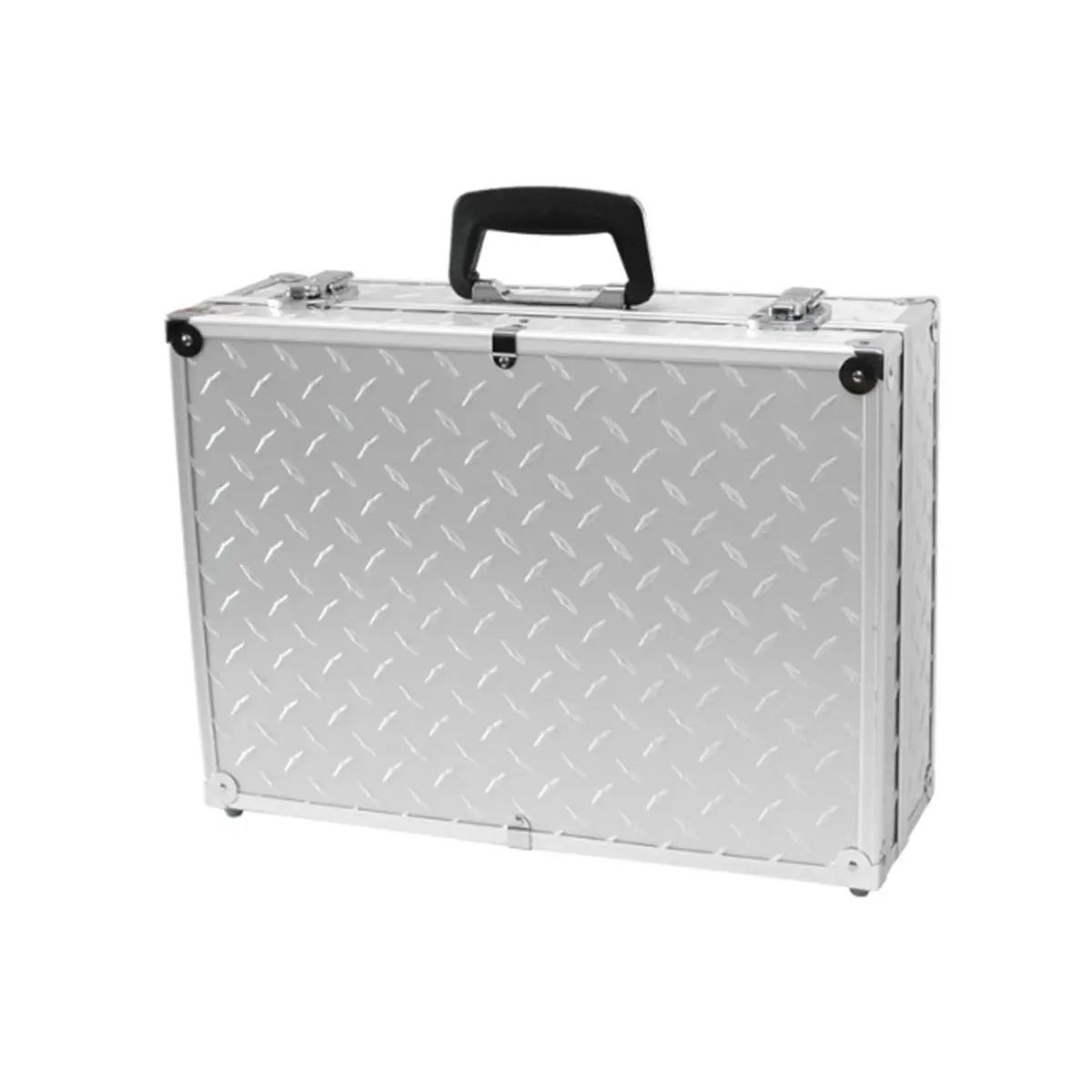 212 MAIN TC-03 SD Aluminum Mechanic Tool Box Storage Kit - 6"h x 13"w x 18" Silver Dot Organizer with Tool Holder, Key Locks, Latches, Removable Pallet, Base Movable Dividers, 8 lbs