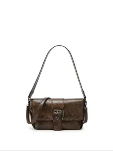 New Women's Fashion High-End Texture PU Leather Crossbody Shoulder Bag, Detachable Strap, Casual Daily Use, All Seasons, Plain Pattern