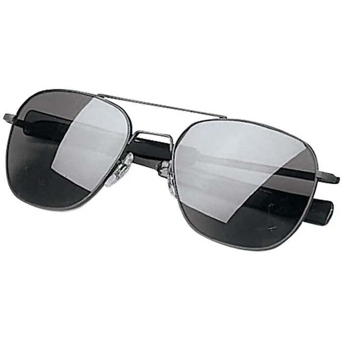 Aviator Sunglasses, Military GI Style with Black Metal Frame and 58mm Smoke Lenses, UV400 Protection, Impact Resistant, Case Included, High Quality Sunglasses, Impact Resistant Sunglasses