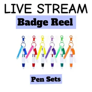 LIVE STREAM Pen Set for Badge Reels Attachments - Colorful Keychain Pens for Easy Access