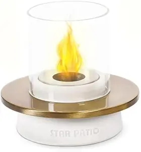 Tabletop Fire Pit - Fire Bowl with Metal Plate, Small Fire Pit, Unique Design Mini Personal Fireplace for Indoor & Outdoor - Bio Ethanol Fuel, Home Decor, Birthday Gifts