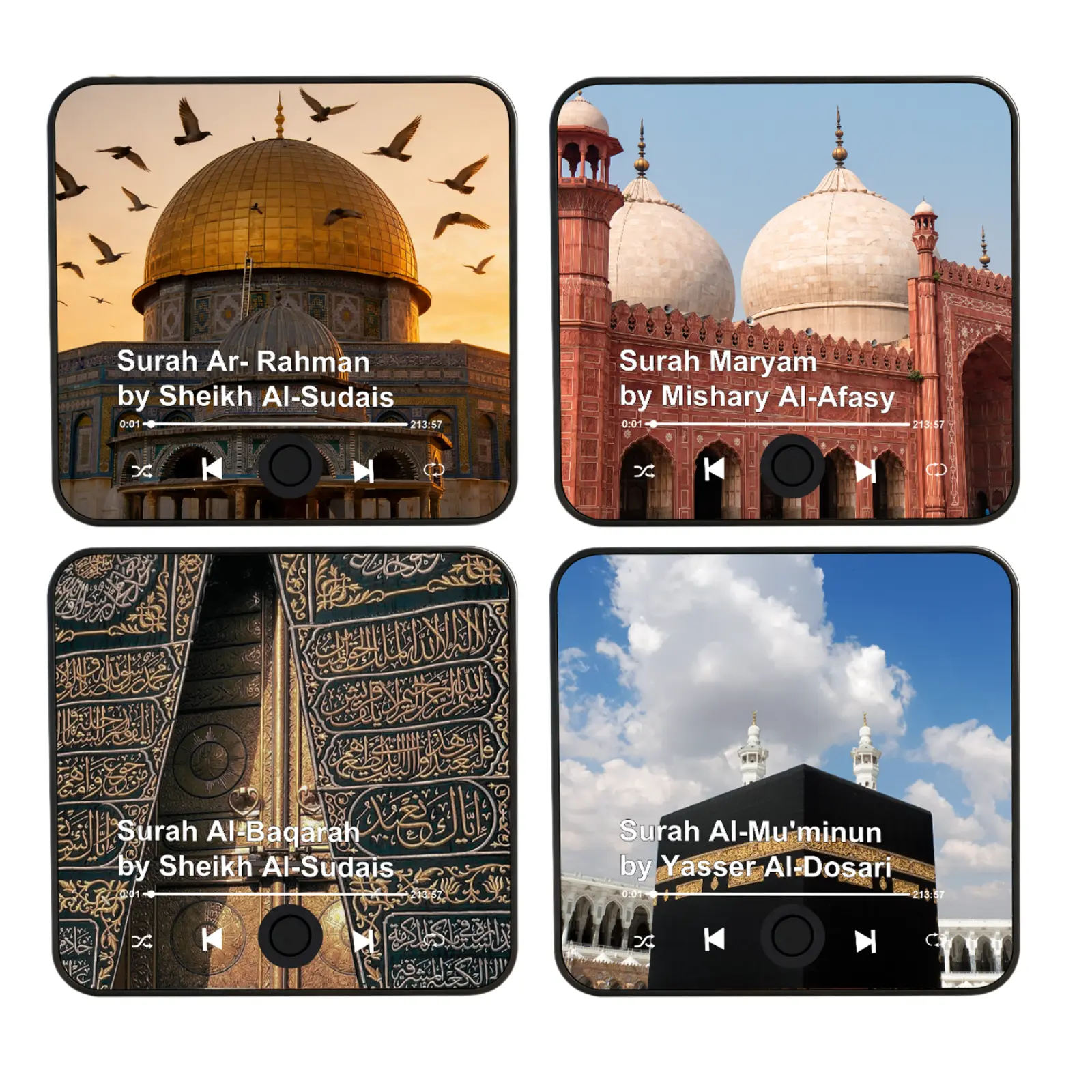 Quran Magnet with Built-in Surah Player, 2-in-1 Design, Preloaded Islamic Recitations, Rechargeable, Perfect for Ramadan and Eid Gifts, Magnet for Fridge for Muslims (Surah Rahman)