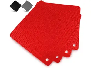 Silicone Trivet Mat Set - 4 Pack (7”x7”) Coasters for Kitchen, Heat-Resistant, Non-Slip Tableware, Stylish Design