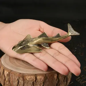 Brass Round Plow Head Ray Fish Figurine, Vintage Tea Pet Table Ornament, Oceanic Life Decorative Landscape Craft, Christmas Gift