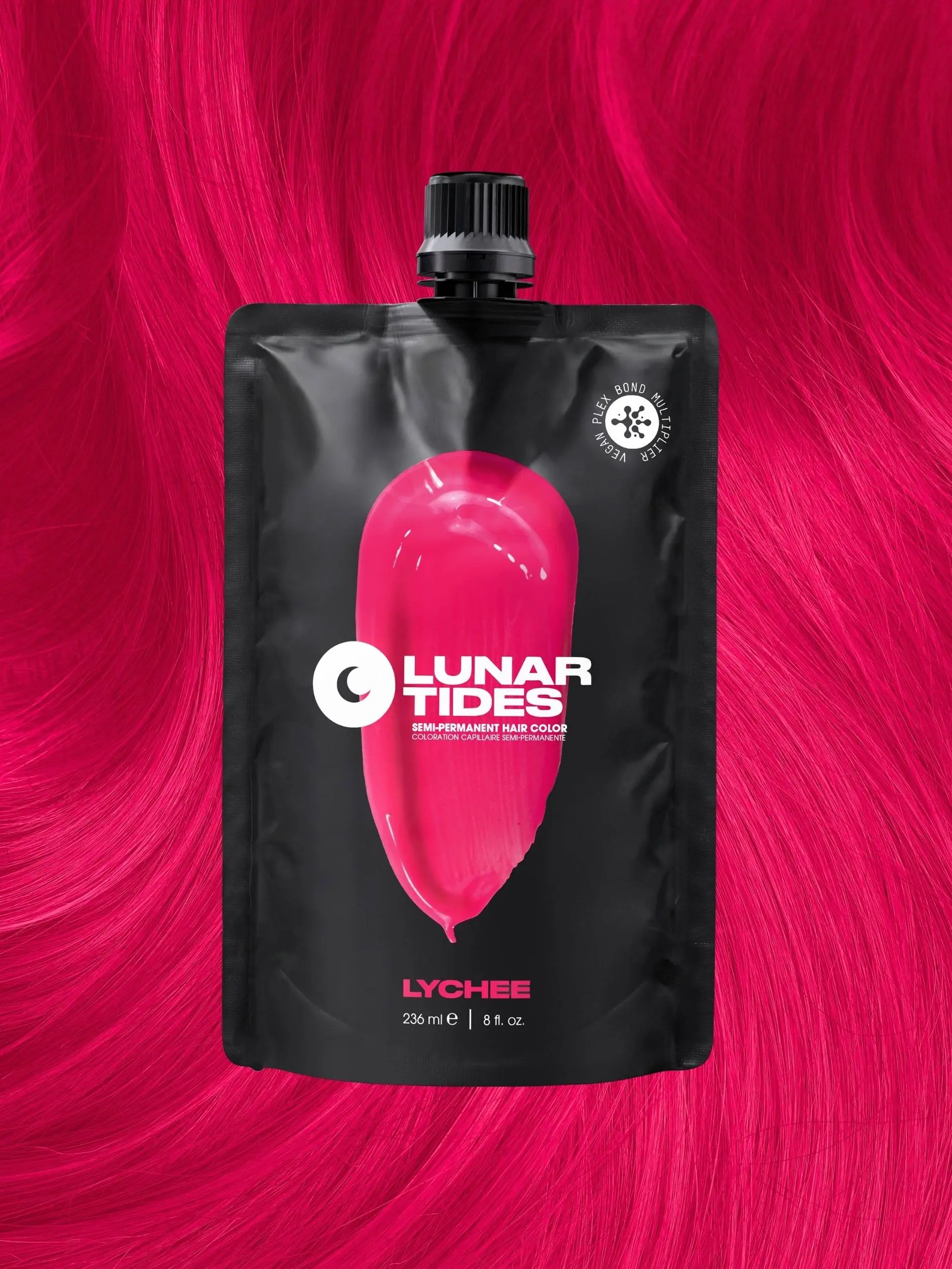 Lunar Tides Hot Pink Hair Color Semi-permanent Hair Dye - Lychee