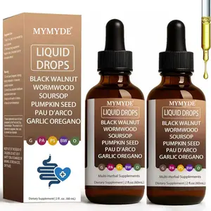 MYMYDE Walnut Wormwood Gut Cleanse, Wormwood Black Walnut Clove Drops with Garlic Oregano, Soursop, Pau D'arco, Pumpkin Seed Extracts, Support Gut & Digestion Balance, Improve Energy