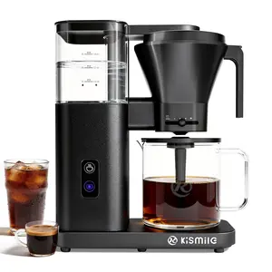 Kismile Pour Over Coffee Maker, 8 Cup Coffee Machine with 3s Instant Heat 197-205℉,Deep Cold Brew & Keep Warm 40 Min,Brew Smooth, Barista-Quality Coffee without Bitterness,BPA-Free PFAS-Free