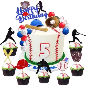 32 pcs baseball cupcake toppers sports party decor baseball cake decor baseball theme cake topper sports theme party decor supplies baseball cupcake toppers for boys