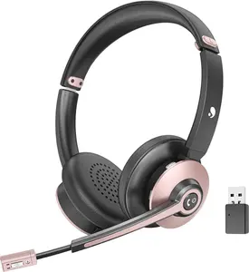 Headset with Mic for Work,  Headphones with Microphone Noise Canceling & USB Dongle, Handsfree 26+ Hours  & Mute Button, for Office/Call Center/Laptop/MS Teams/Conference