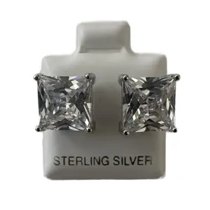 Silver cubic zirconia earrings 10.3mm- Producto #6