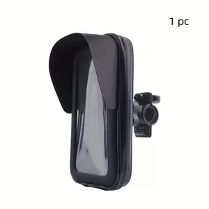 Waterproof Dustproof Bicycle Motorcycle Phone Holder Bag Durable ABS Handlebar Mount with Detachable Strap Navigation Accessory for Men Women Cycling Travel