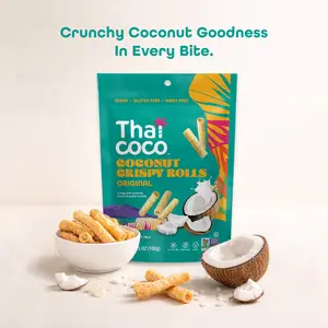 Thai Coco Original Crispy Coconut Rolls 1 Bag (3.5 oz) - Organic Tropical Snack, Vegan, Gluten-Free, Dairy-Free, Non-GMO, Light Fluffy Healthy Snack
