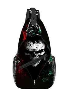 Skull Clown Full-Print Chest Bag Zipper Fanny Pack Bum Bag