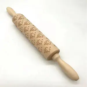 Christmas Rolling Pin Carving Tool, Wooden Embossing Roller for Kitchen Use, Perfect Holiday Gift Idea, Unique Christmas Present