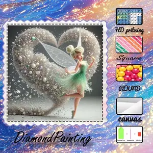 5D-DIY, premium velvet canvas, diamond art, diamond painting kit, fairy, heart shape, dreamy AB diamonds, fairy dust diamonds, crystal diamonds, perfect home decor, handmade diamond art painting kit, special craft diamond art kit, Handcraft