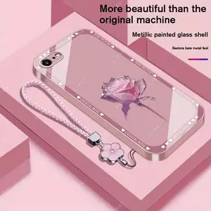 Suitable for [iPhone 8] Brand new premium phone case,  Free four-leaf clover lanyard，drop-proof and fingerprint-resistant，simple and elegant design，multiple colors available YM99