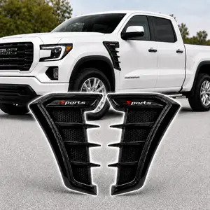 2PCS Car Fender Side Vents, TPU Carbon Fiber Shark Gill Spoiler, Car simulation shark gill fender wing fender modification sticker shark fin carbon fiber decorative sticker air vent sticker carbon fiber black