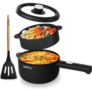 Electric Cooker, 2L Non-Stick Sauté Pan, Rapid Noodles Cooker, Mini Pot for Steak, Egg, Fried Rice, Ramen, Oatmeal, Soup with Power Adjustment, College Dorm Room Essential With Egg Rack Included