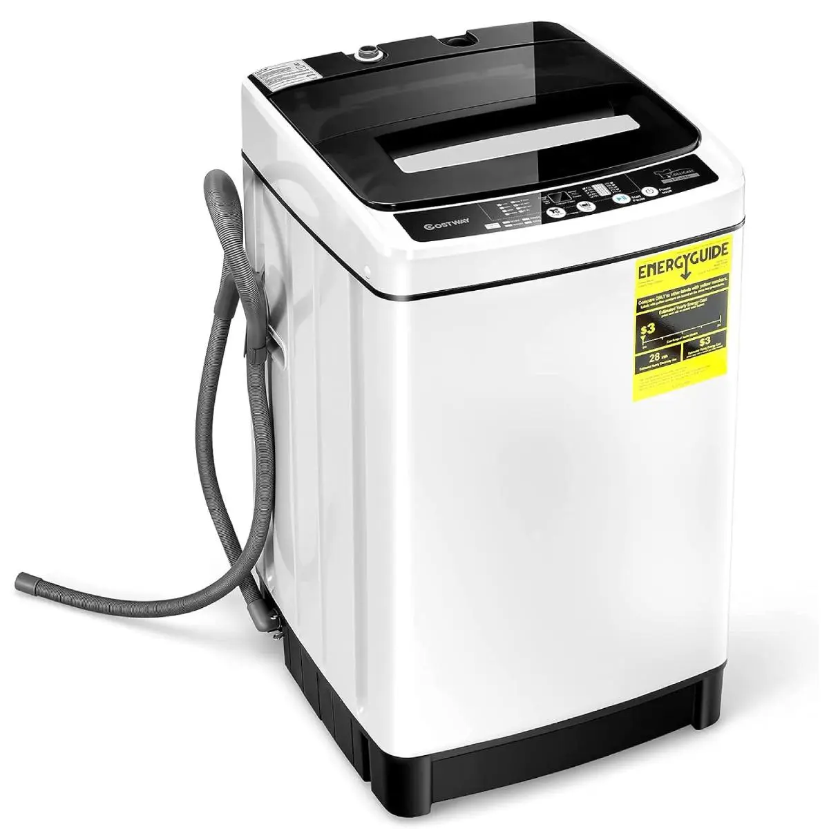 Costway - 11 LBS Full-Automatic Washing Machine,1.5Cu.Ft  Portable Laundry Washer with 8 Wash Programs, LED Display, 10 Water Levels, Compact Laundry Washer and Spinner Combo for Apartment Dorm RV
