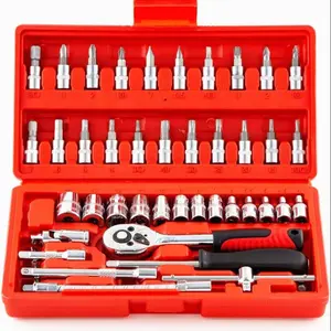 1/4-Inch Drive Socket Ratchet Wrench Set, Socket Set Metric and Extension Bar for Auto Repairing and Household, with Storage Case, Socket Wrench Kit