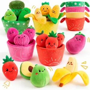 Baby Toys 6–12 Months, 16PCS My First Fruit Vegetable Sensory Toys for Babies Infants, Color Sorting Play Food with Crinkle & Rattle, Toys for 1 Year Old Toddlers Boys Girls